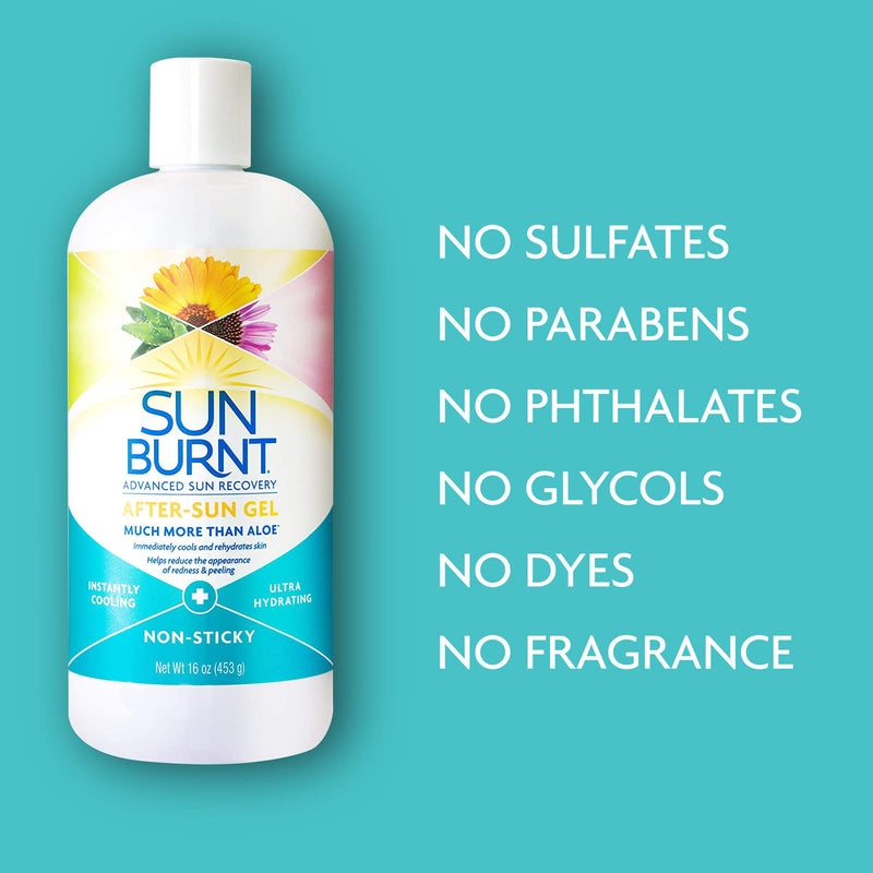 [Australia] - Sunburnt Ultra Hydrating Aloe Vera Gel by with Natural Organic Aloe Vera + Calendula Echinacea Hyaluronic Acid to Help Soothe Hydrate Cool Dry Skin Provide Soothing Sunburn Relief, 16 Ounce 