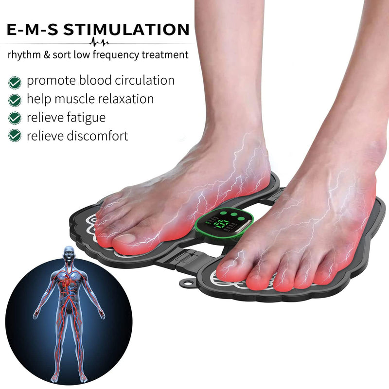 [Australia] - Folding Portable Electric Massage Mat,Reflexology Electronic Feet Massager for Pain and Circulation,EMS Foot Massager,ortable Leg Massage Machine with 8 Modes,USB Rechargeable 