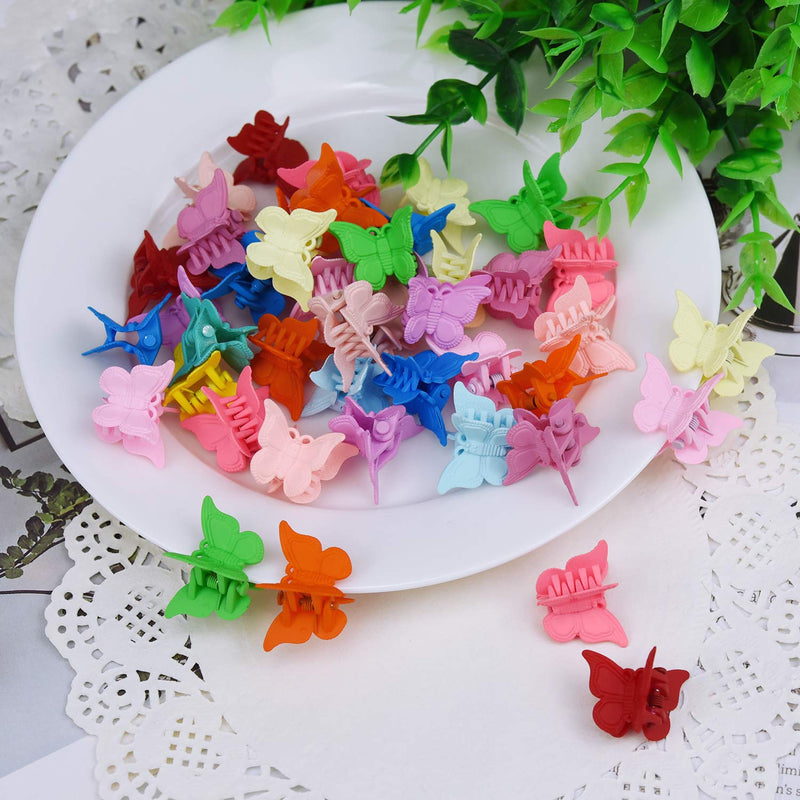 [Australia] - EAONE 50 Pieces Butterfly Hair Clips Mini Hair Claw Clip Jaw Clips for Girls Women with Box Package, 14 Assorted Colors 