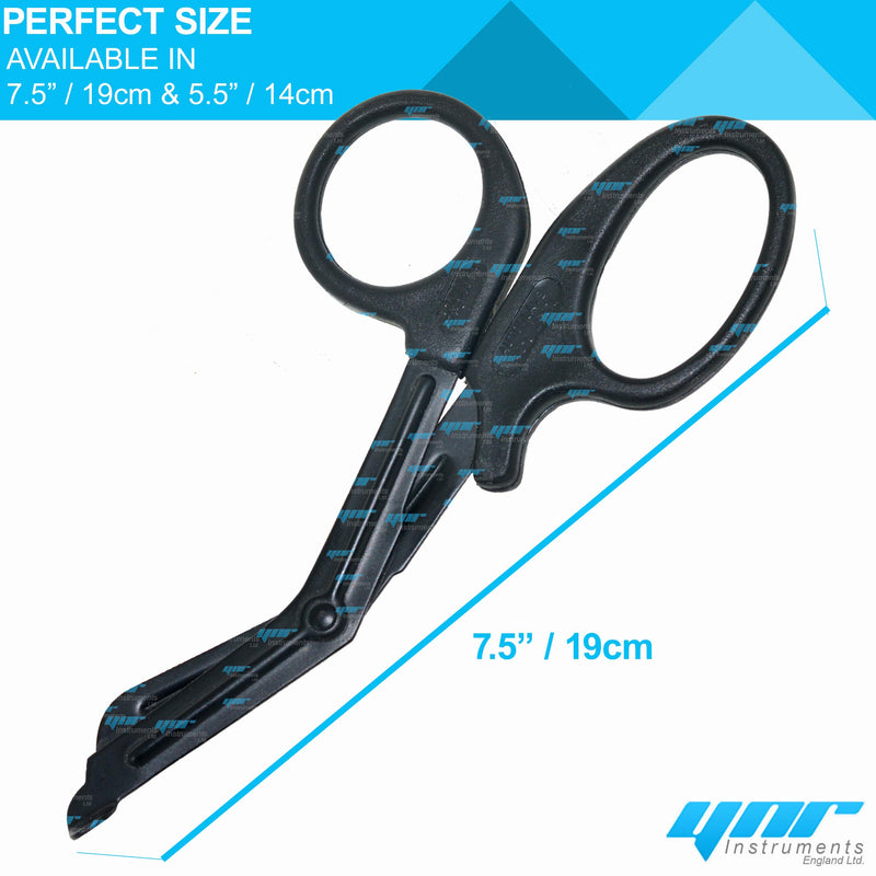 [Australia] - YNR Paramedic Vet EMT EMS Trauma Shears Nurses Utility Bandage Fire Rescue First Aid Medical Scissors Full Black CE (Full Black, 7.5") 