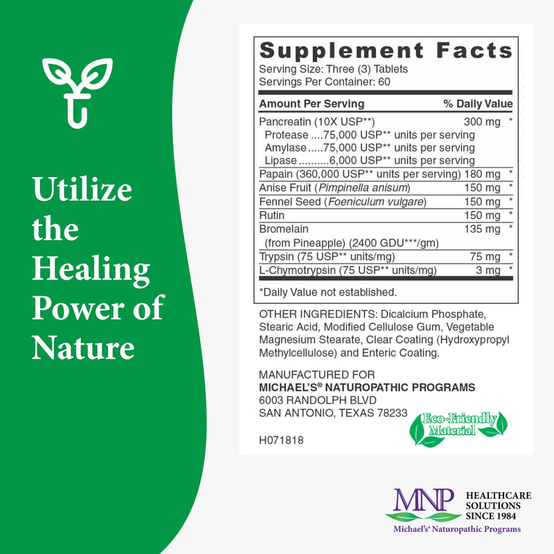 [Australia] - Michael's Naturopathic Programs Recovery Zymes - 180 Enteric Coated pH Stable Tablets - Proteolytic Enzyme Supplement, Supports Natural Inflammatory Response - 60 Servings 