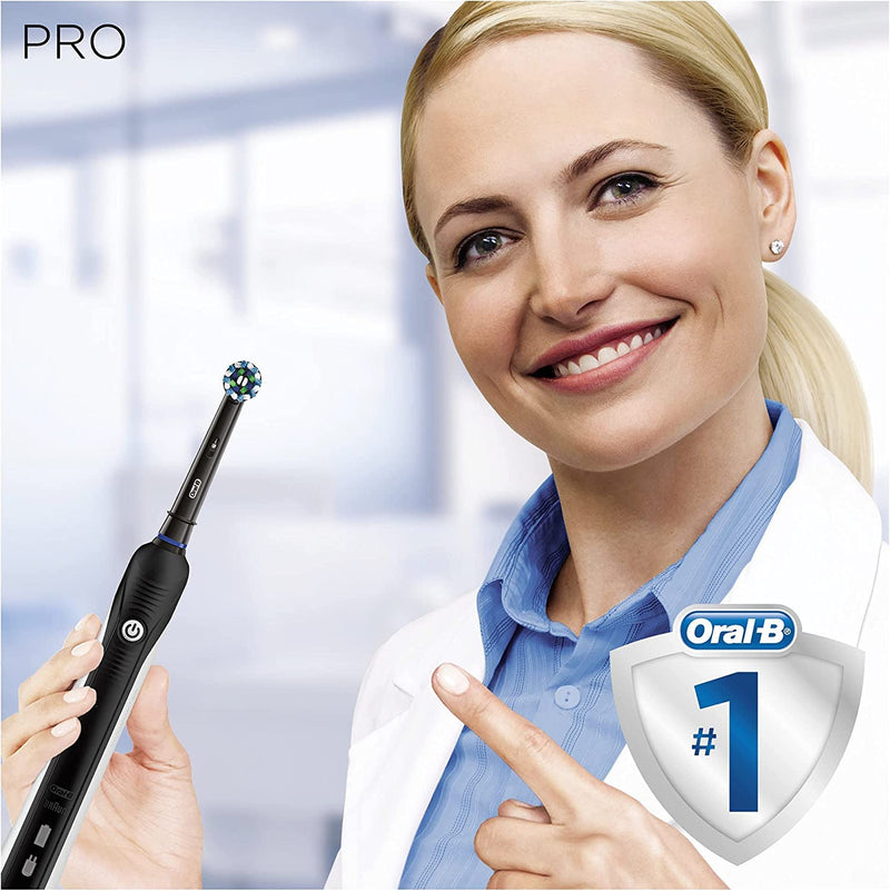 [Australia] - Oral-B Pro 1 Electric Toothbrush with Pressure Sensor & Pro-Expert Professional Protection Toothpaste, Gifts For Women / Men, 1 Handle, 1 Toothbrush Head, With 3D Cleaning, 2 Pin UK Plug, 650, Black 