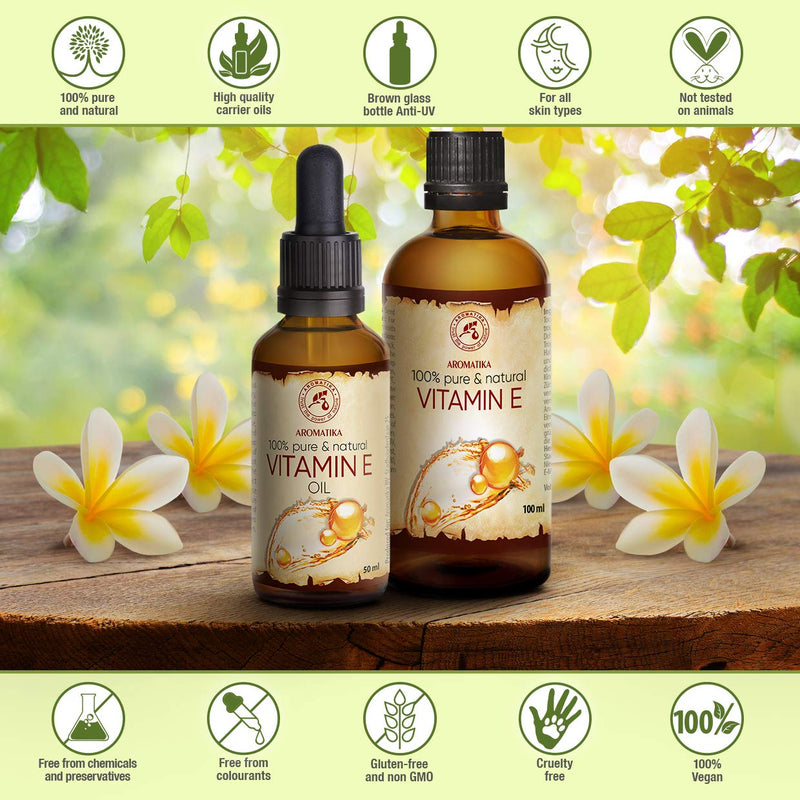 [Australia] - Vitamin OIL E 50ml -Tocopherol - Natural - Rich in Vitamin E - Anti Aging Oil against Wrinkles of all Kinds - Care for Face - Skin - Body Care - Hair - Ideal for Sensitive Skin 