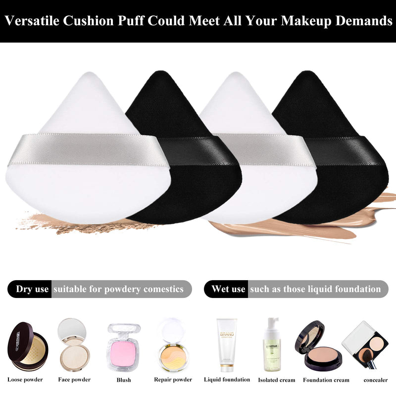 [Australia] - 12 Pieces Powder Puff Face Triangle Makeup Puff for Loose Powder Soft Body Cosmetic Foundation Sponge Mineral Powder Wet Dry Makeup Tool (Black and White) Black and White 