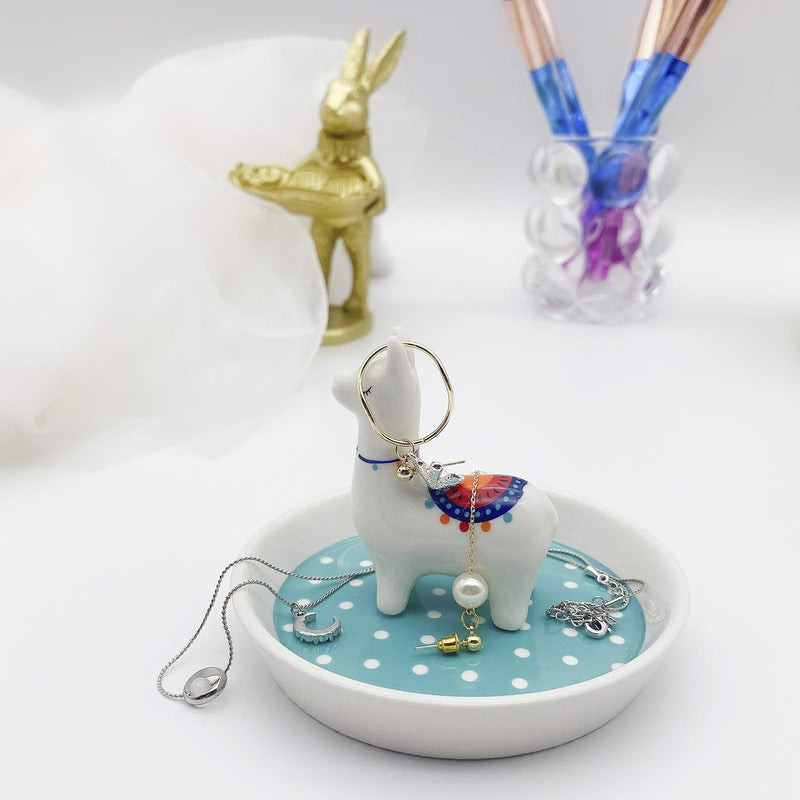 [Australia] - lemonadeus Alpaca Ceramic Jewelry Holder Ring Holder Jewelry Dish Trinket Llama Trays Home Decor (Alpaca Green) 