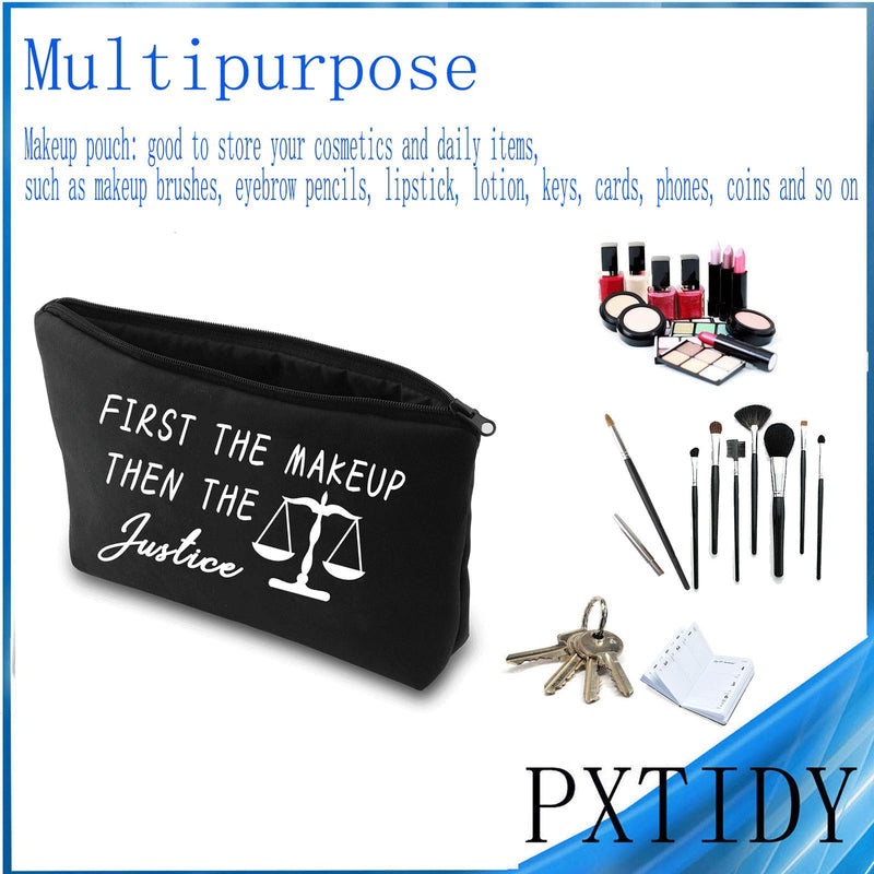 [Australia] - PXTIDY Scales of Justice Lawyer Gifts First the Makeup then the Justice Makeup Bag Cosmetic Bag Future Lawyer Gift Law Judge Student Graduation Gift (BLACK) BLACK 