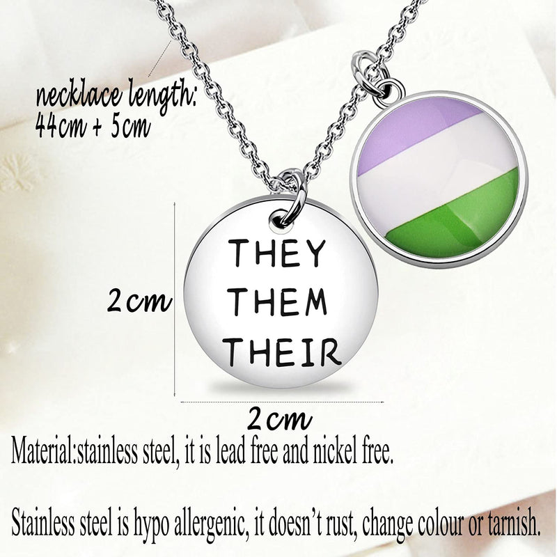 [Australia] - bobauna They Them Their Gender Pronouns Rainbow Pride Necklace Gay Pride Jewelry LGBTQ Bisexual Pride Gift pronouns necklace genderqueer 