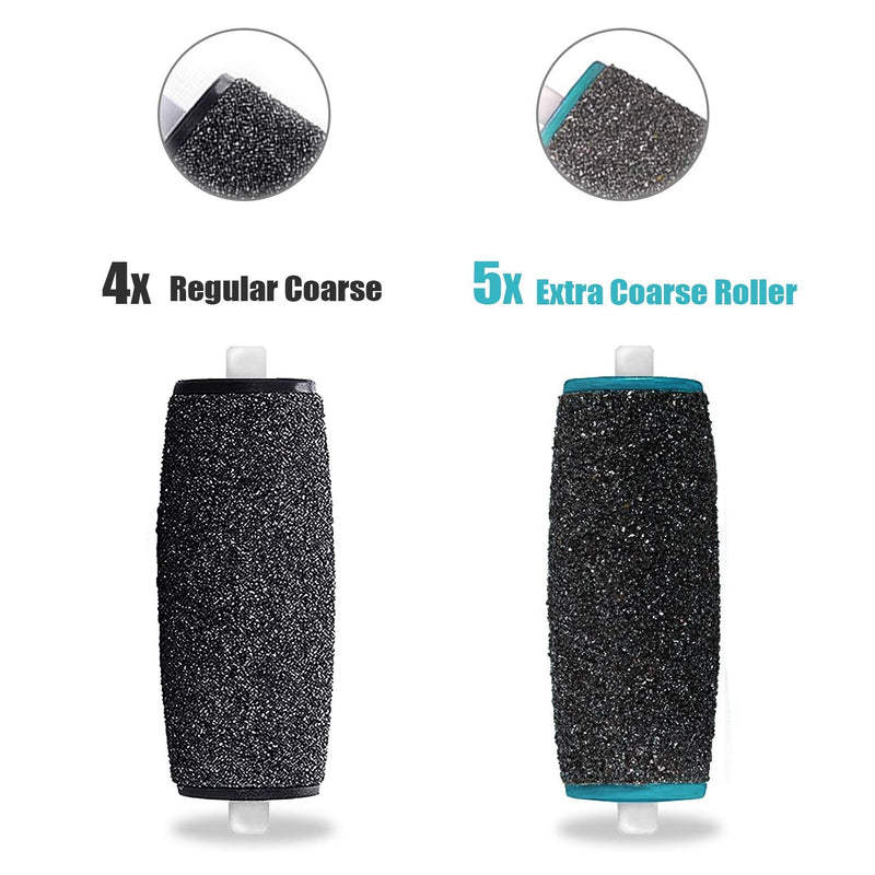 [Australia] - 9Pcs Pedi Replacement Rollers Heads Refills, 5 Extra Coarse and 4 Regular Coarse for Hard Skin Remover 5 Extra Coarse+4 Regular Coarse 