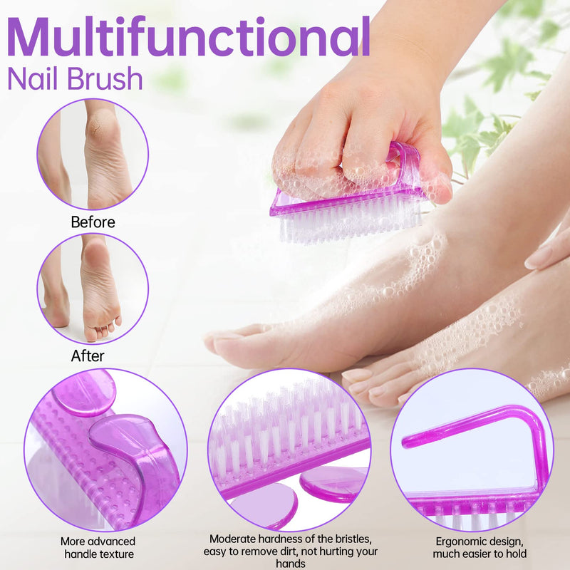 [Australia] - Foot Callus Remover Set,Pedicure Kit Includes 1 Stainless Foot Rasp Foot File,4 Foot Pumice Stone & 1 Nail Brush,Foot Scrubber Remove Hard Dry Skin,Foot Care Pedicure Tools for Wet and Dry Feet,Purple 