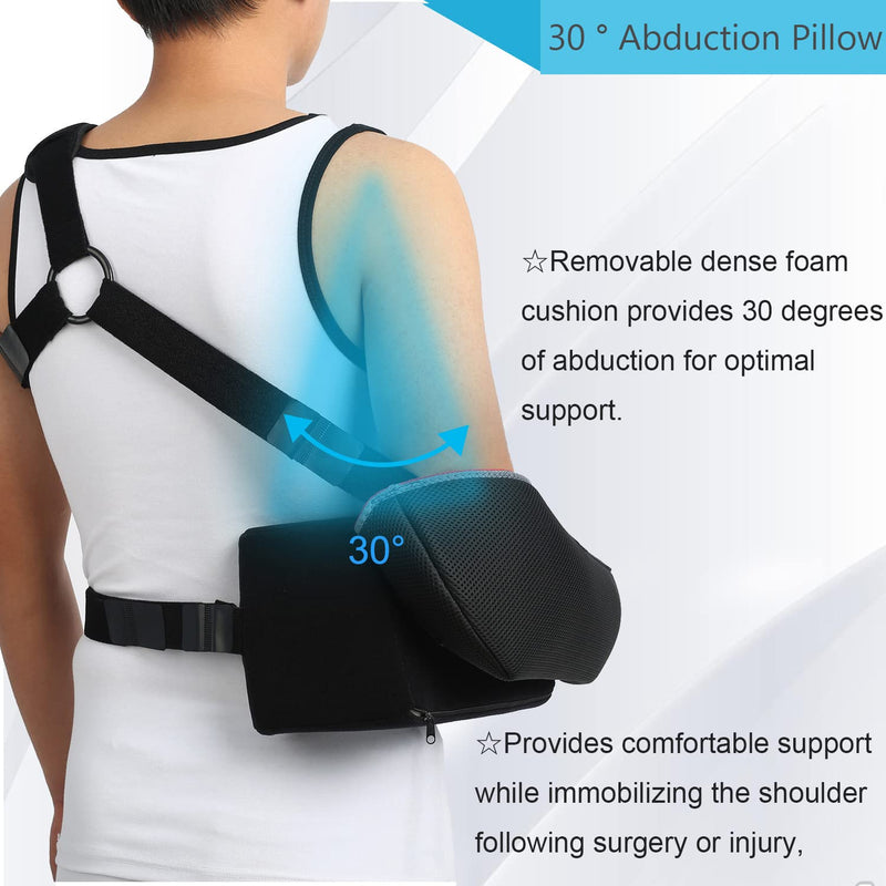 [Australia] - Universal Shoulder Abduction Sling with 30° Abduction Pillow 3-point Strap Exercise Ball Adjustable- Immobilizer for Injury Support Rotator Cuff, Sublexion, Surgery, Dislocated, Broken Arm - Brace (Free Size) 