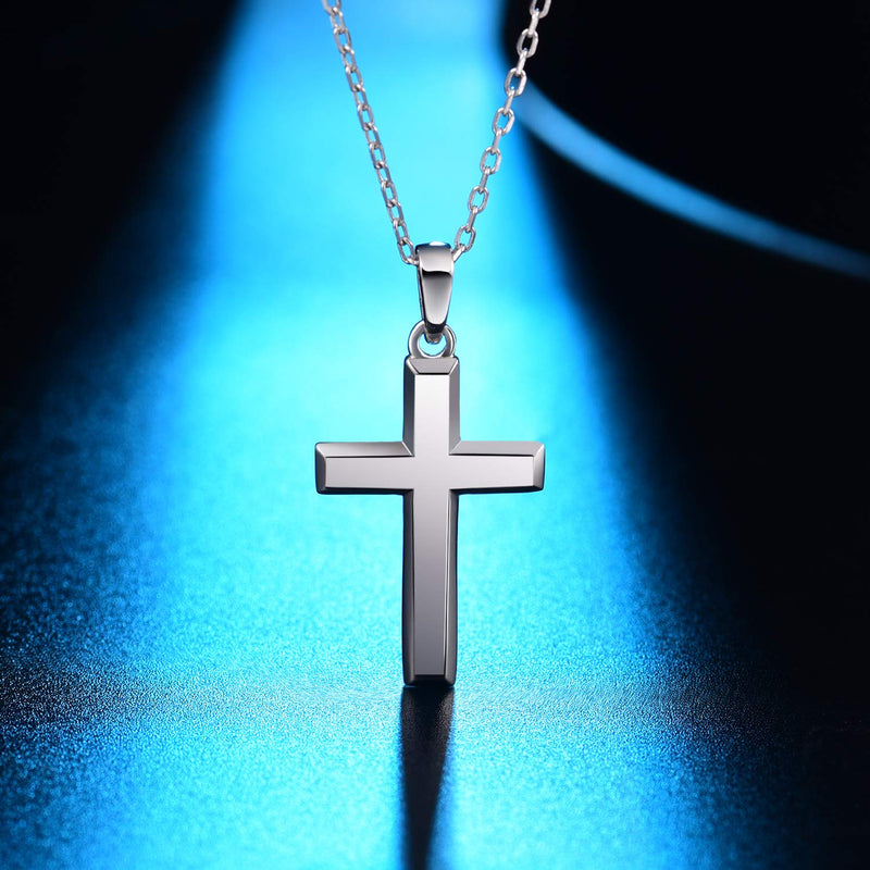 [Australia] - MONBO Cool Cross Pendant Necklace Classic High Polish Sterling Silver Shiny Cross Pendant Long Necklace for Men/Women B#40mm*22.5mm(1.57*0.89in),22inch 