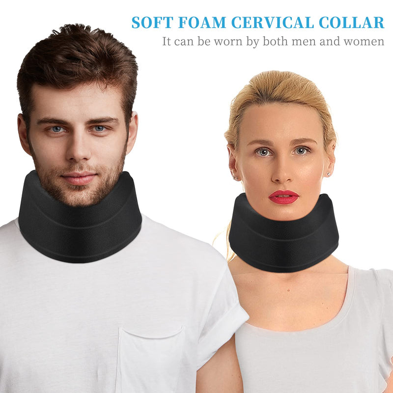 [Australia] - Healifty Neck Support Brace Universal Soft Memory Foam Neck Collar Adjustable Cervical Neck Protection Brace Posture Corrector for Men & Women (Black) 