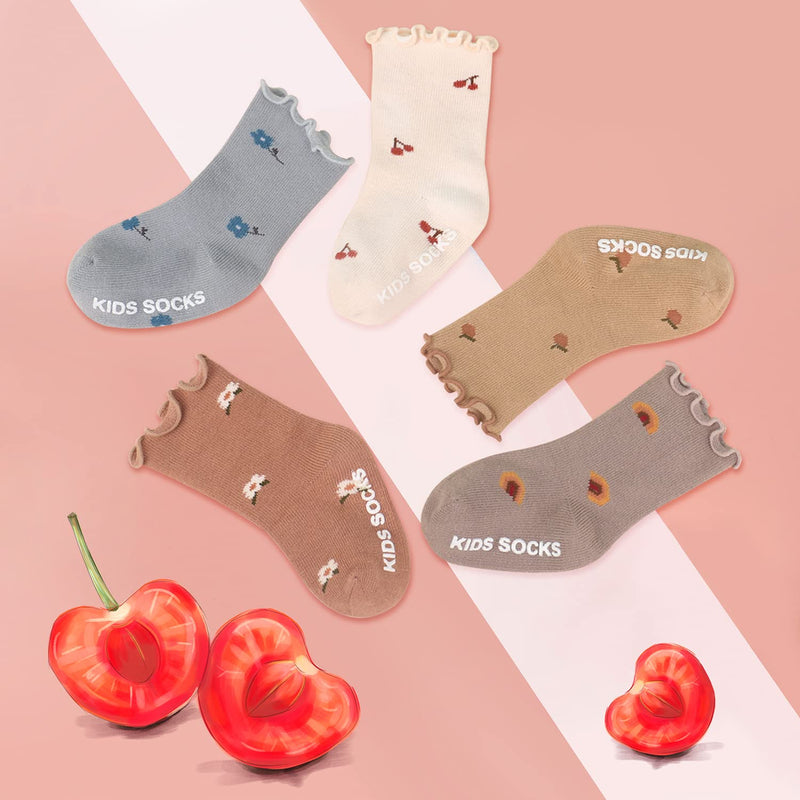 [Australia] - Infant Girls Baby Socks-Children's Non-Skid Floor Cotton Socks (5 Pack, 5 Color, 0-3 Years) 0-6 Months Multicolor 