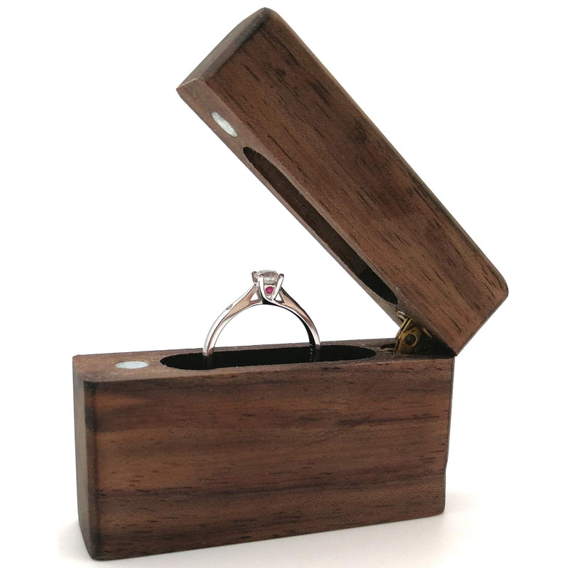 [Australia] - Fashciaga Walnut Wood Slim Wedding Proposal Engagement Ring Box (Walnut) Rectangle-Walnut 