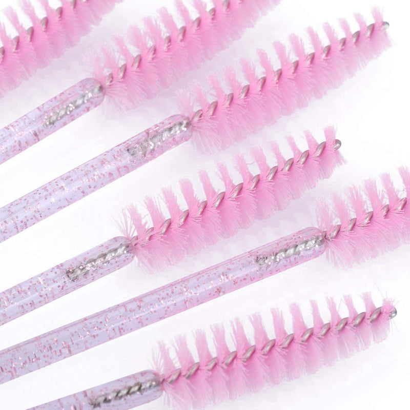 [Australia] - Tbestmax 100 Disposable Eyelash Brush Mascara Wands Spoolies for Eye Lashes Extension Eyebrow Pink Pink-02 