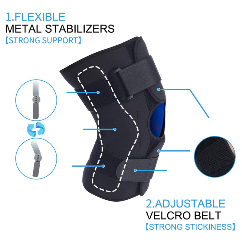 [Australia] - Hinged Knee Brace for Knee Pain,Compression Knee Wrap with Side Stabilizers for Protection,Knee Support Men,ACL,Arthritis,Recovery,2XL fit thigh18.5-20"/calf16.5-18.5" Black Hinged Knee Brace 2X-Large (Pack of 1） 