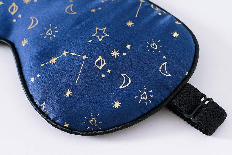 [Australia] - Silk Sleep mask with Adjustable Strap,Comfortable and Super Soft Eye mask Ultimate Sleeping aid Golden starrysky Blue Goldskyblue 