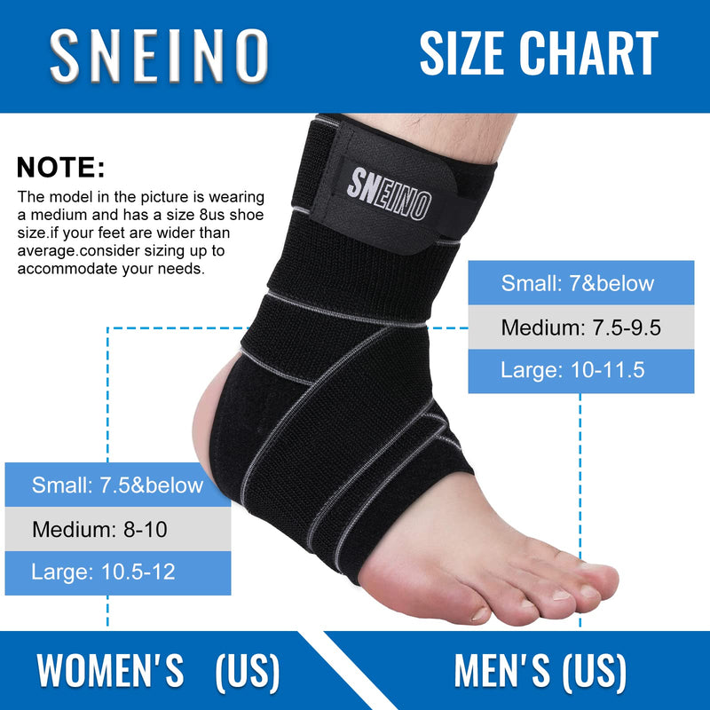 [Australia] - SNEINO Ankle Brace for Women & Men - Ankle Brace for Sprained Ankle, Ankle Stabilizer for Sprain, Injury Recovery, New Upgrade Adjustable Breathable Ankle Support Brace for Basketball, Running New upgrade black M - 1 PACK 