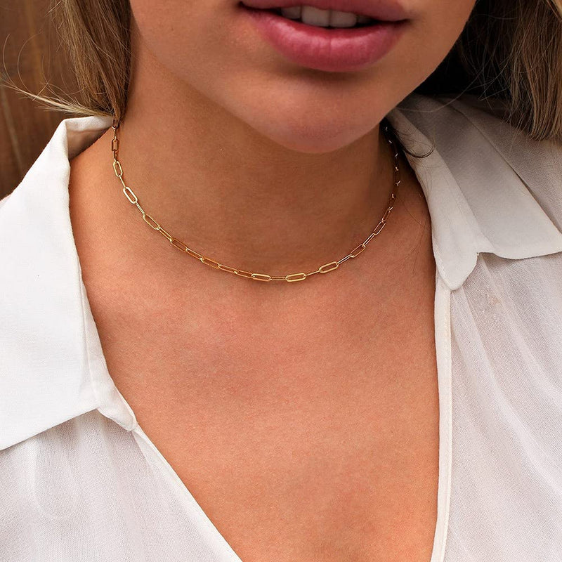 [Australia] - Gold Layered Initial Necklaces for Women, 14K Gold Plated Initial Pendant Necklaces Paperclip Link Rope Chain Necklaces for Women Teen Girl Jewelry Gifts A 