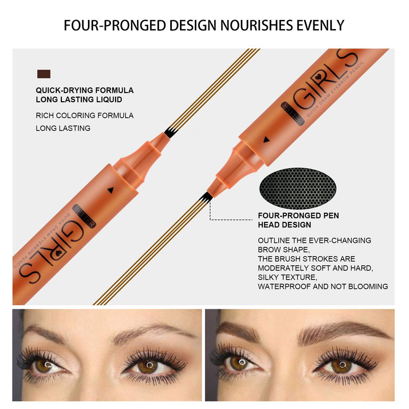 [Australia] - OKENTEN Eyebrow Tattoo Pen, Waterproof and Smudge-proof Eyebrow Pencil, Microblading Eyebrow Pencil with a Micro-Fork Tip Applicator, Creates Natural Looking Brows(02) D102 