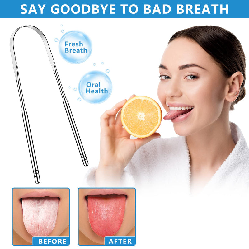 [Australia] - Artcut Tongue Scraper, 2 Pack Toungescraper U-Shaped Design, Stainless Steel Tongue Cleaner for Oral Health & Hygiene, Tongue Scrapers for Adults 