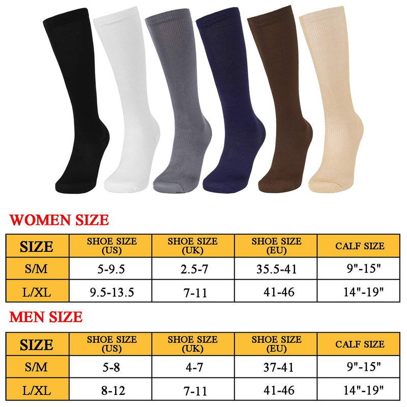 [Australia] - Faletony Compression Socks 20-30mmHg for Men & Women - Best Stockings for Running, Nurses, Athletic, Pregnancy, Flight Travel Grey L-XL 