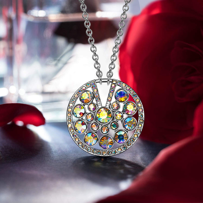 [Australia] - Alex Perry Christmas Jewelry Gifts Necklace for Women, ✦ Party Queen✦ Multi Color Circle Pendant Necklace with Crystals from Swarovski, Wedding Jewelry Gifts for Women Multi Colored Circle Disc 