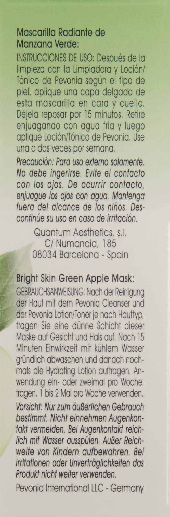 [Australia] - Bright Skin Green Apple Mask - Pevonia - 50ml 