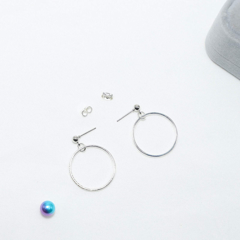 [Australia] - YienDoo Fashion Hoop Earrings Bead Studs Dangle Hoop Pendant Cuff Earrings Ear Drop Dainty Minimalist Earrings for Women and Girls (Silver) Silver 