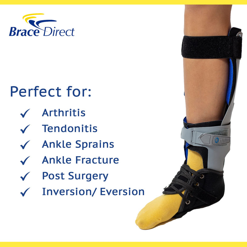 [Australia] - Recovery Lightweight Ankle Brace- Easy Tie Lacing & Moldable Footplate to Control Inversion/Eversion for Ankle Injuries and Sprains Support Stabilizer by Brace Direct Large Right 