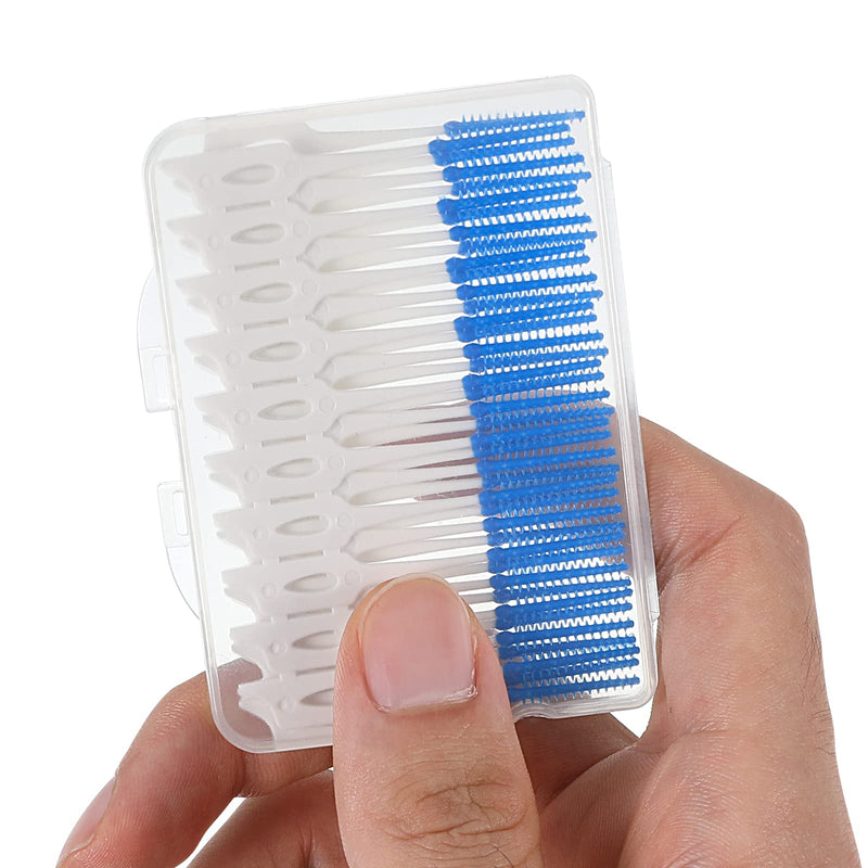 [Australia] - 200Pcs Silicone Dental Picks Dual-use Interdental Brushes, Soft TPR Dental Floss Toothpicks Oral Dental Pick Brushes Dual-use Tooth Flossing Brushes Silicone Tooth Floss Picks Teeth Brush Picks Blue 