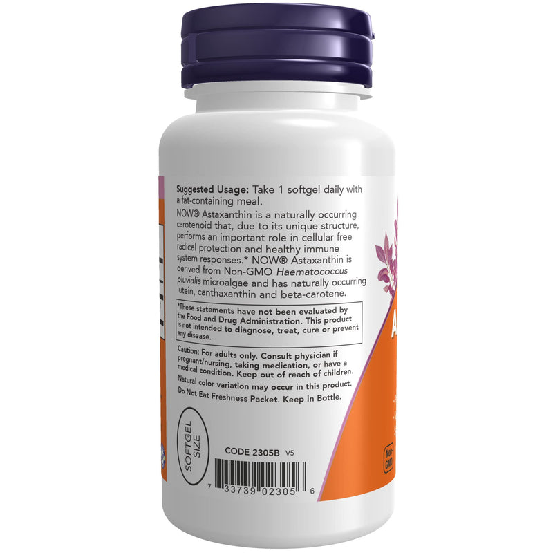 [Australia] - NOW Supplements, Astaxanthin 4 mg derived from Non-GMO Haematococcus Pluvialis Microalgae and has naturally occurring Lutein, Canthaxanthin and Beta-Carotene, 90 Softgels 