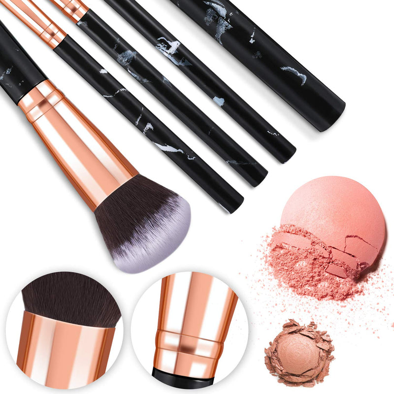 [Australia] - Makeup Brushes 10Pcs Marble Makeup Brush Set Foundation Powder Blush Blending Eyeshadow Brushes Sets Black 