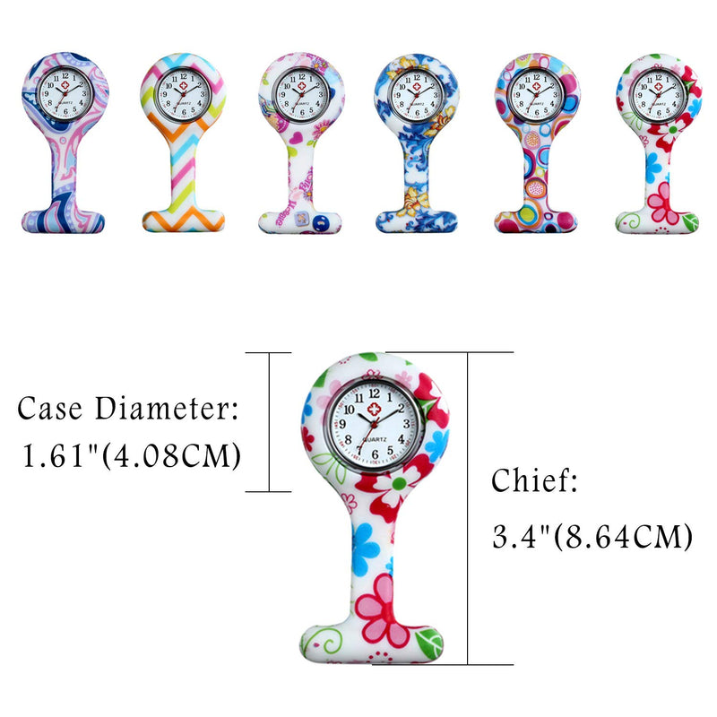 [Australia] - Avaner Silicone Nurse Watch, Vintage Floral Square Lapel Watch, Pin-on Brooch Fob Watch, Analog Quartz Hanging Pocket Watch 1pc-a 