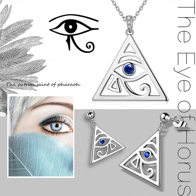[Australia] - Besilver Christmas Jewelry Set Gift 925 Sterling Silver Triangle Horus Eye Neckalce Earrings Set Talisman Jewelry Gift for Women Girl C-Set 