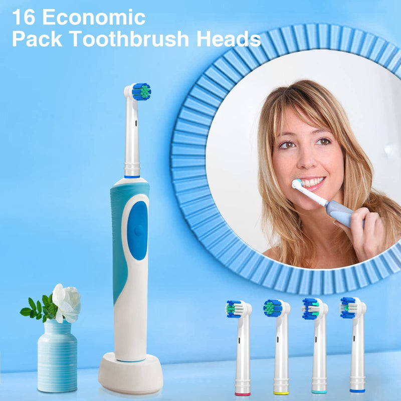[Australia] - REDTRON Replacement Brush Heads, 16Pcs Toothbrush Heads, Works with Floss, Sensitive, Precision, Whitening White 