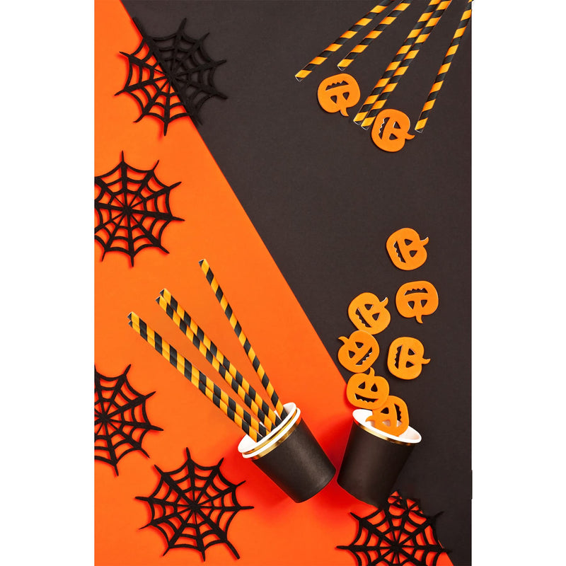 [Australia] - Halloween Straws, 50pcs Paper Straws Halloween Themed Paper Drinking Straws Black Orange Biodegradable Drinking Straws of Halloween Christmas Kid Party Supplies 