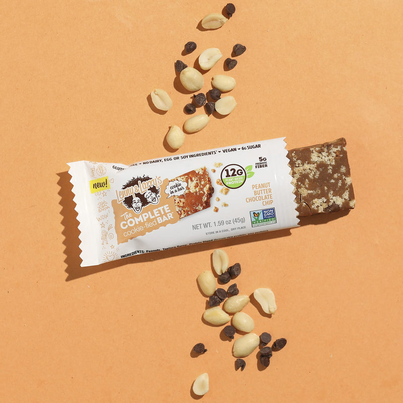 [Australia] - Lenny & Larry's The Complete Cookie-fied Bar, Peanut Butter Chocolate Chip, 45g - Plant-Based Protein Bar, Vegan and Non-GMO, Pack of 9 