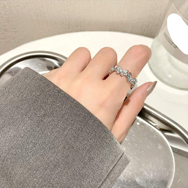 [Australia] - Cathercing Butterfly Rings for Women Silver Crystal Knuckle Rings Bohemian Rings for Teen Girls Joint Knot Ring for Party Daily Fesvital Jewelry Gift 