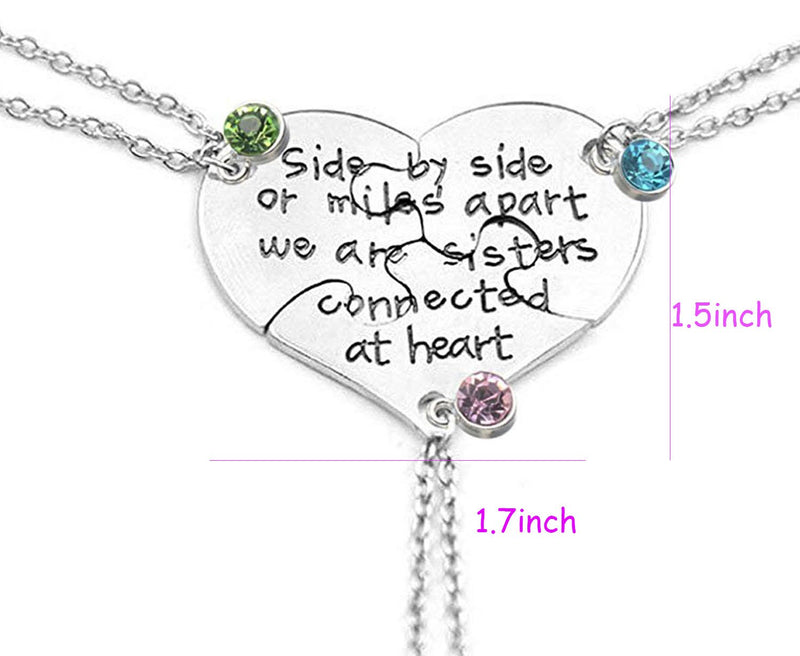 [Australia] - TISDA "Side By Side or Miles Apart We Are Sisters Connected at Heart" Heart Shape Puzzle Pendant 