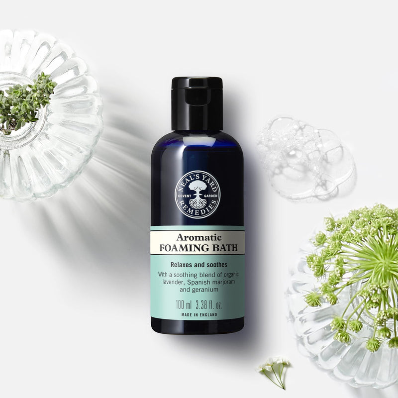 [Australia] - Neal's Yard Remedies Aromatic Foaming Bath | Soothing Botanical Foaming Bath with Organic Lavender | Vegan Foaming Bath Made with Organic Ingredients | 100ml, Small 