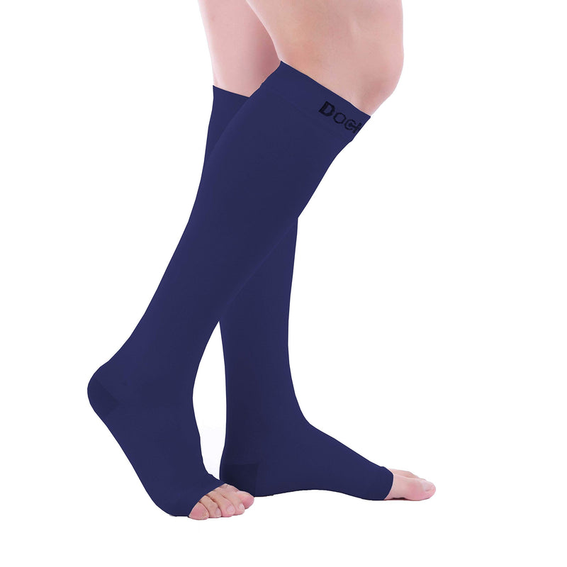 [Australia] - Doc Miller Open Toe Compression Socks 30-40 mmHg 1 Pair Medical Grade Stockings Dark Blue X-Large 
