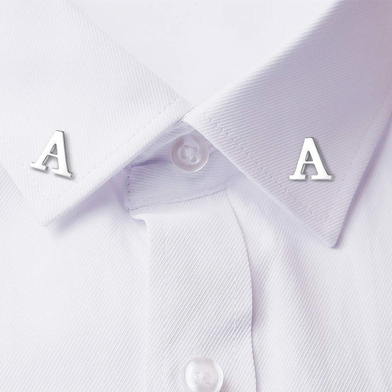 [Australia] - HONEY BEAR Mens Womens Initial Alphabet Letter Lapel Pins Collar Badge Brooches Stainless Steel for Business Wedding Graduation Gift Silver A 0.59 inches 