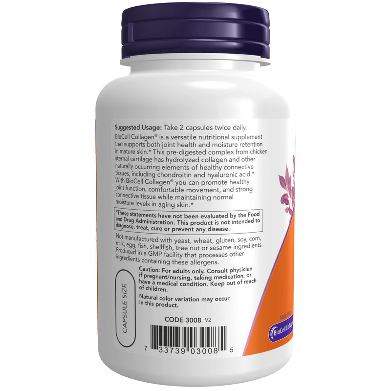 [Australia] - NOW Supplements, BioCell Collagen® Hydrolyzed Type II, Clinically Validated, 120 Veg Capsules 