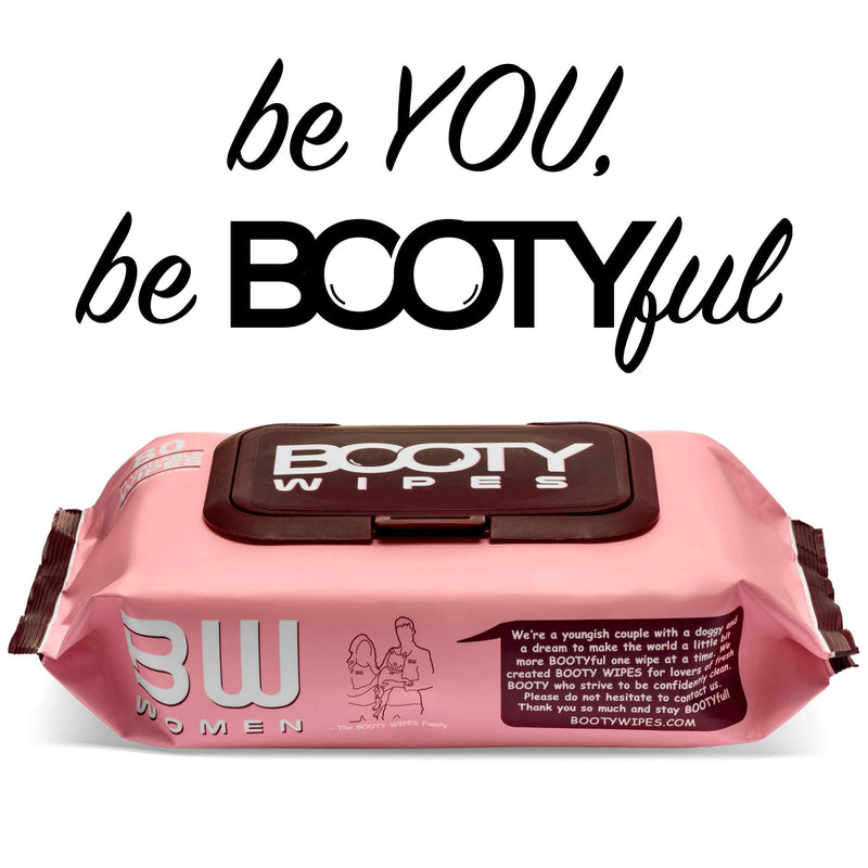 [Australia] - BOOTY WIPES for Women - 80 Flushable Wipes for Adults, Feminine Wet Wipes (80 Wipes Total - 1 Flip-Top Pack) pH Balanced, Infused with Vitamin-E & Aloe 