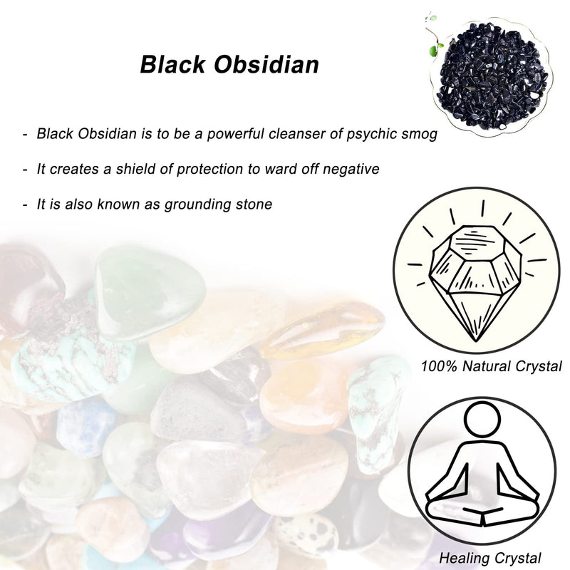 [Australia] - Natural Black Obsidian Tumbled Chips Crushed Crystal Stone, 7-9mm Polished Healing Crystal Chips Healing Reiki Crystal Jewelry Making Home Decoration 