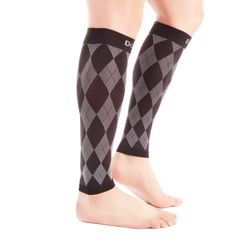 [Australia] - Doc Miller Calf Compression Sleeve for Men & Women - Fast Leg Pain Relief from Shin Splints, Varicose Veins - All Day Calf Support for Running, Travel & Everyday Use Black.Gray X-Large 