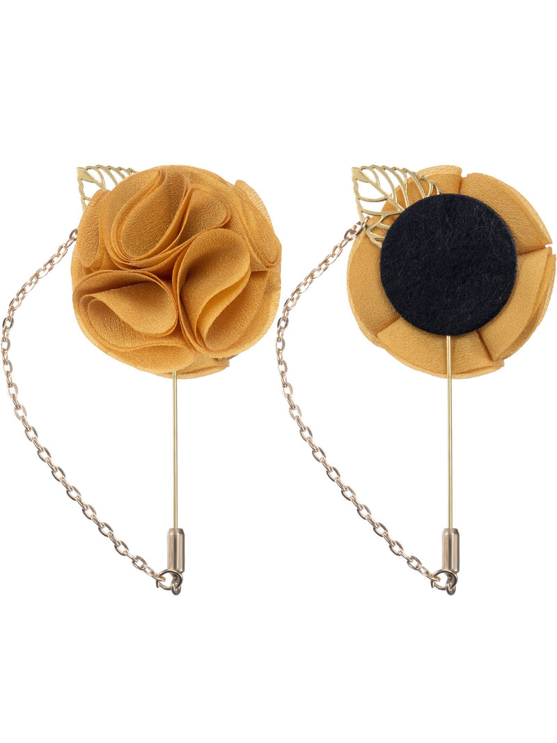 [Australia] - Shappy Men's Satin Lapel Pins with Metal Chain, Handmade Boutonniere Pins with Metal Chain and Storage Box (15 Colors) 