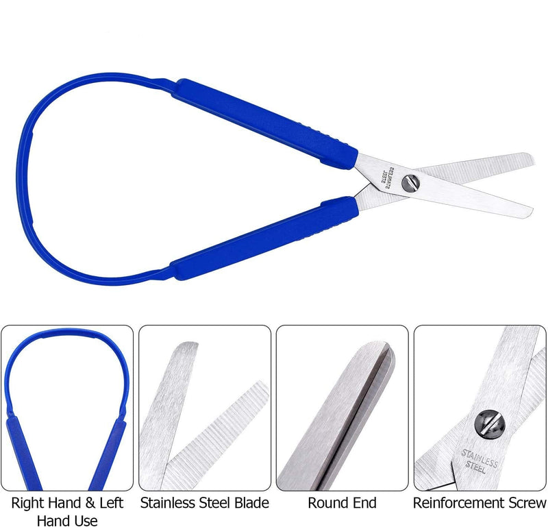 [Australia] - 2-Pack Loop Scissors Grip Scissors Loop Handle Self-Opening Scissors Adaptive Cutting Scissors for Children and Adults Special Needs,Paper Work ,Sewing Work ,Artcraft 