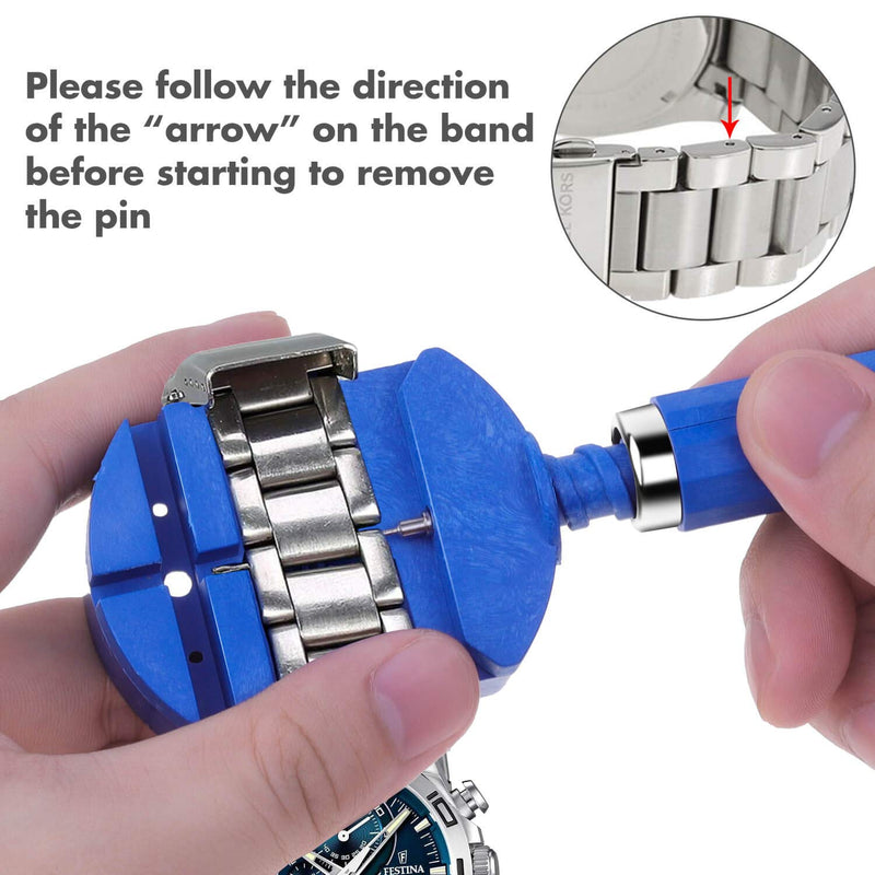 [Australia] - Watch Link Removal Tool Kit, Cridoz Watch Band Tool Chain Link Pin Remover with 12pcs Replacement Pins and 3pcs Pin Punches for Watch Bracelet Sizing, Watch Strap Adjustment and Watch Repair 